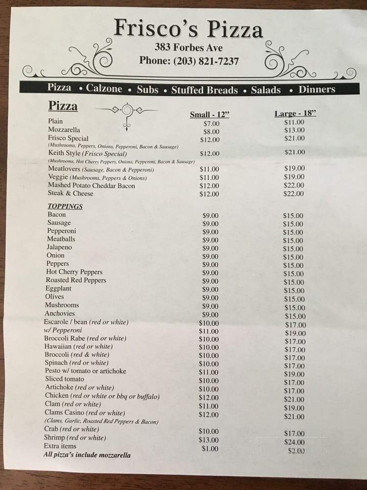Frisco’s Pizza menu 5